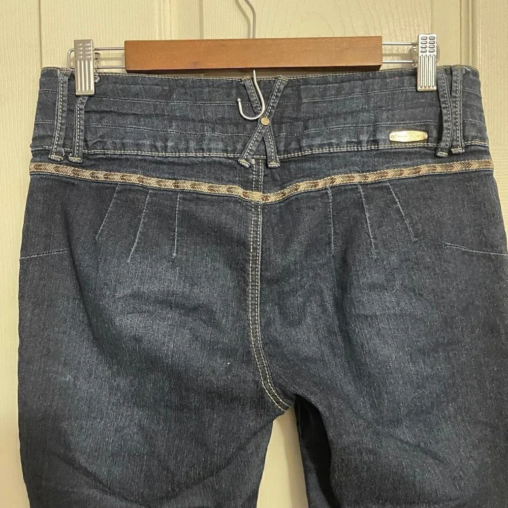 I&M Jeans Women's Dark Mid Wash Embroidered Trim Stretch Skinny Jeans Size 30